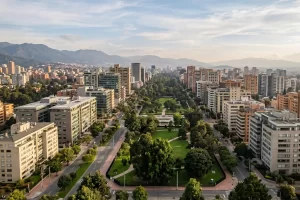 Panorámica del exclusivo sector norte, ideal para renta corta de lujo en Bogotá cerca de parques y centros de negocios.